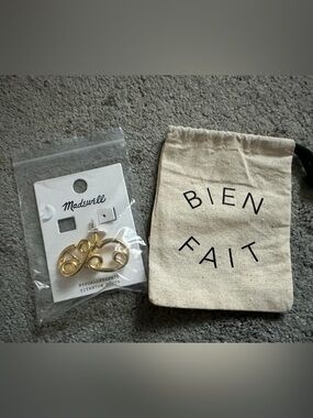 Madewell Looped Tube Gold Plated Earrings Titanium Posts
